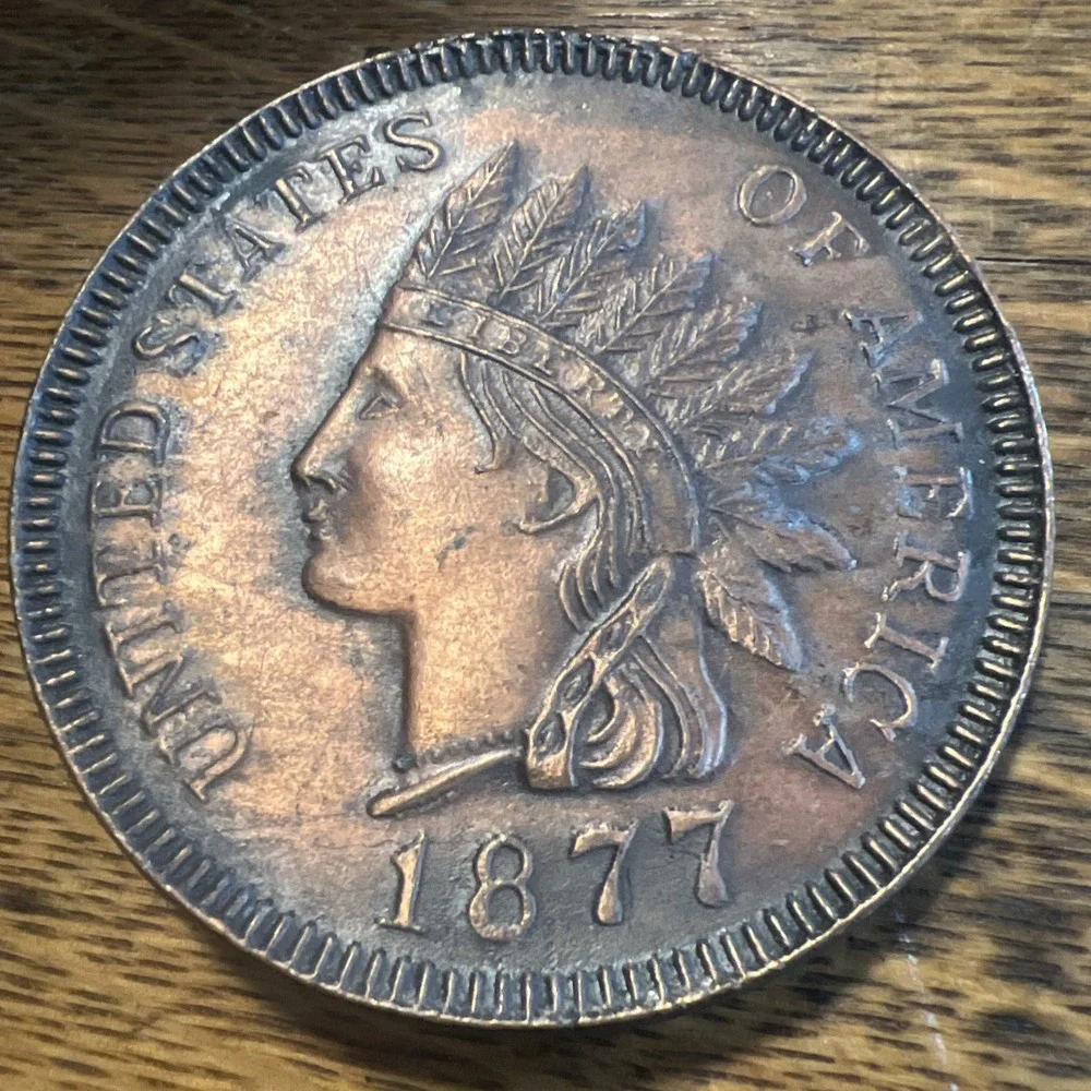 United States of America 1877 Indian Head Penny Vintage Brass Belt Buckle